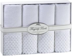 img 4 attached to 🎁 Beautiful Lace-Trimmed Fingertip Towels for Bathroom and Powder Room - Set of 4 - 11 by 18" - Pure Cotton Velour Towel Set Packaged in Gift Box - Ideal for Best Home Décor (White)
