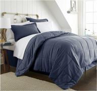 🛏️ queen navy bed in a bag by becky cameron box - ienjoy home 8 piece set (bc-multi-queen-navy) logo