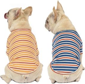 img 3 attached to 🐶 Cotton Striped Dog Shirts, Summer Pet Clothes for Small Dogs, 2-Pack Soft and Breathable Puppy Apparel Cat Tee, Stretchy and Stylish in Blue and Yellow