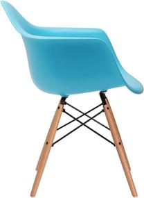 img 1 attached to 🪑 Poly and Bark Modern Mid-Century Vortex Arm Side Chair Set of 2 with Natural Wood Legs for Kitchen, Living Room and Dining Room - Aqua Blue