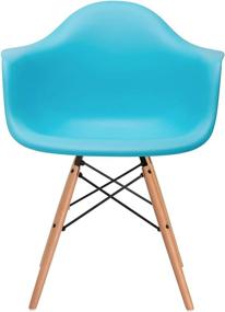 img 2 attached to 🪑 Poly and Bark Modern Mid-Century Vortex Arm Side Chair Set of 2 with Natural Wood Legs for Kitchen, Living Room and Dining Room - Aqua Blue