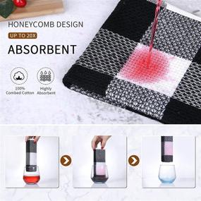 img 2 attached to 🔳 Мордими 100% Хлопковые Полосатые Кухонные Полотенца в Рубчиковом Плетении: Супер Мягкие и Впитывающие, Набор из 4-х штук, Белые и Черные, 13 х 28 дюймов