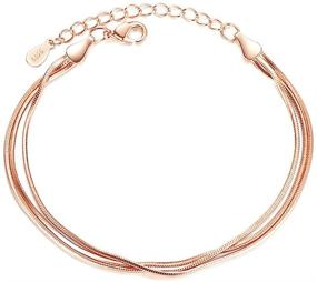img 1 attached to 🌹 Stylish and Chic Alloy Multilayer Snake Chain Bracelets for Women - MIXIA Rose Gold/Silver Color