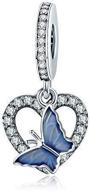 🦋 exquisite crystal butterfly dream: heart shape dangle 925 sterling silver beads – perfect for european bracelet charm enthusiasts! logo