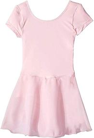 img 2 attached to Girls' Ballet Dance Dress with Skirted Short Sleeve Leotard