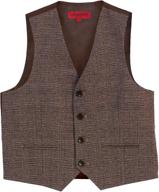 👔 classic plaid elegance: gioberti boy's tweed formal suit vest logo