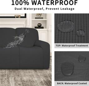 img 2 attached to 🛋️ Easy-Going Dual Waterproof Recliner Sofa Cover: 8-Piece Stretch Couch Cover with Pocket, Jacquard Slipcover for 3-Seat Sofa, Dark Gray - Leakproof & Washable