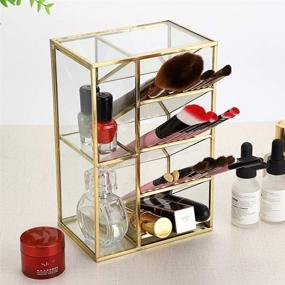 img 3 attached to 🖌️ Organize Your Space in Style with the Hipiwe Vintage Gold Metal Desk Organizer - 6 Compartment Holder for Makeup, Brushes, Lipstick, Pens, Pencils, and More!