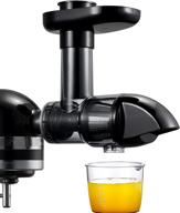 🥤 cold press juicer attachment for kitchenaid - efficient masticating & slow juicer attachment, fits 3.5/4.5/5 quart tilt head stand mixers, black logo