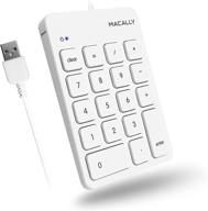 💻 macally wired usb number pad for laptop - slim & compact 18-key keypad with 5ft cable - plug and play, compatible with windows pc and mac - ideal 10 key usb keypad add-on - white logo