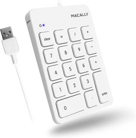 img 4 attached to 💻 Macally Wired USB Number Pad for Laptop - Slim & Compact 18-Key Keypad with 5ft Cable - Plug and Play, Compatible with Windows PC and Mac - Ideal 10 Key USB Keypad Add-On - White