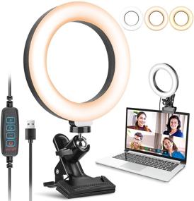 img 4 attached to 📸 Aureday 6" Led Selfie Ring Light for Enhanced Video Conferencing, Zoom Calls, Streaming, Photography: Dimmable Webcam Light for Online Teaching and More!