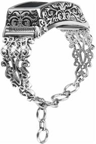 img 4 attached to Vintage Chain Rhinestone Bracelet with Carved Cover for Fitbit Inspire HR/Inspire