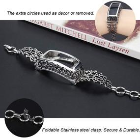 img 3 attached to Vintage Chain Rhinestone Bracelet with Carved Cover for Fitbit Inspire HR/Inspire