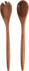 img 4 attached to 🥗 Lipper International Acacia Oblong Salad Servers: Elegant 12" Long Wooden Utensils - One Pair