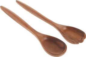 img 2 attached to 🥗 Lipper International Acacia Oblong Salad Servers: Elegant 12" Long Wooden Utensils - One Pair