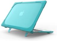 📦 procase macbook air 13 inch case 2020 2019 2018 release a2337 m1 a2179 a1932, slim hard shell protective cover with fold kickstand for macbook air 13 retina with touch id - lightblue logo