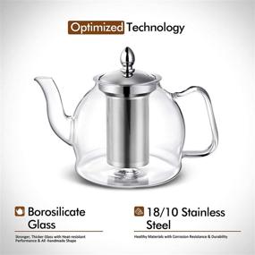 img 3 attached to 🍵 Hiware 1000ml Glass Teapot: The Ultimate Stovetop Safe Tea Kettle with Removable Infuser, Perfect for Blooming and Loose Leaf Tea!