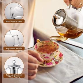 img 1 attached to 🍵 Hiware 1000ml Glass Teapot: The Ultimate Stovetop Safe Tea Kettle with Removable Infuser, Perfect for Blooming and Loose Leaf Tea!