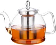 🍵 hiware 1000ml glass teapot: the ultimate stovetop safe tea kettle with removable infuser, perfect for blooming and loose leaf tea! logo