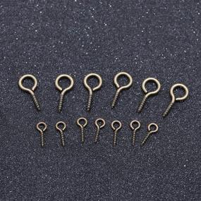 img 1 attached to Linsoir Beads: 200pcs Sturdy Metal Tiny Screw Eyes Pin Bail Peg in Antique Bronze Tone - 7X14mm