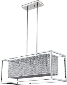 img 1 attached to 💡 6 Light Linear Rectangular Chandelier - Deluxe Lamp Crystal Pendant in Chrome