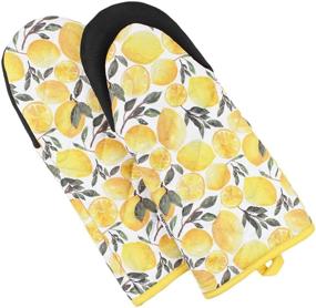 img 4 attached to 🍋 Желтые лимонные кухонные перчатки Sage+Stitch: стойкие к жару с антискользящими вставками - набор из 2 штук