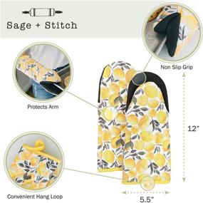 img 3 attached to 🍋 Желтые лимонные кухонные перчатки Sage+Stitch: стойкие к жару с антискользящими вставками - набор из 2 штук