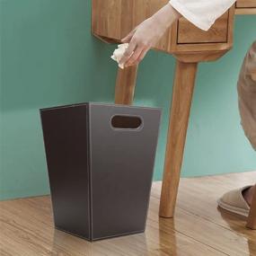 img 3 attached to Stylish KINGFOM Classic Leather Trash Cans: Your Ideal Waste Paper Basket Solution for Bathroom, Kitchen, Office, and High Class Hotel