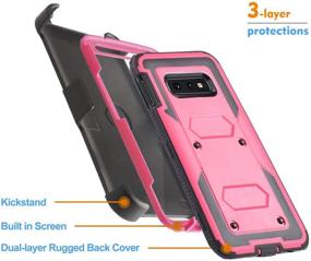 img 1 attached to 📱 Samsung Galaxy S10E/LTE Heavy Duty Belt Clip Holster - Ultra Protective Tough Grip Cover w/ Holder & Built-In Screen Protector (Pink)