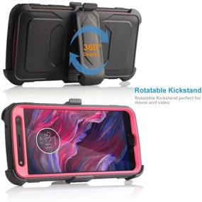 img 2 attached to 📱 Samsung Galaxy S10E/LTE Heavy Duty Belt Clip Holster - Ultra Protective Tough Grip Cover w/ Holder & Built-In Screen Protector (Pink)