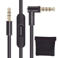 in-line microphone and control oem replacement audio cable cord with black leather pouch for detox, wireless, mixr, and executive headphones logo