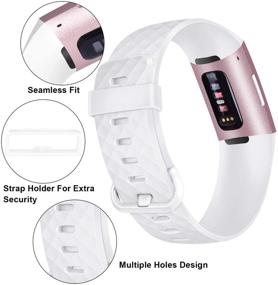 img 3 attached to Пакет из 3-х силиконовых ремешков совместимых с Fitbit Charge 4 / Fitbit Charge 3 / Charge 3 SE, заменяемые браслеты для женщин и мужчин, маленький и большой размеры (без трекера) (Маленький: для 5