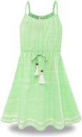 👗 cotton kid beach dress for girls - bonny billy spaghetti strap solid color logo