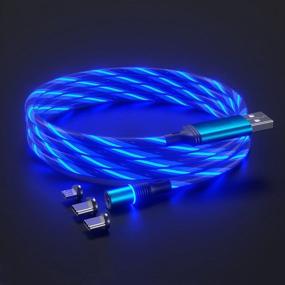 img 4 attached to 💡 Flowing LED Magnetic Charging Cable: Visible LED Glow, 5ft Streamer, Shining Magnet, 3-in-1 USB Charger for Android Micro USB Type C/USB C Phone Devices