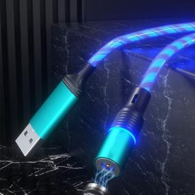 img 2 attached to 💡 Flowing LED Magnetic Charging Cable: Visible LED Glow, 5ft Streamer, Shining Magnet, 3-in-1 USB Charger for Android Micro USB Type C/USB C Phone Devices