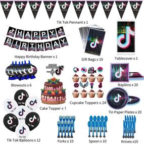 img 3 attached to 🎉 Complete 137-Piece TikTok Party Decorations and Birthday Supplies Set with Balloons Kit, Gags, Plates, and Napkins Package for Girls and Boys ages 7-12