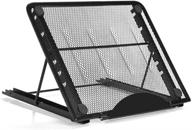 🖥️ black metal mesh ventilated portable laptop stand: adjustable for laptop, notebook, ipad, tablet & more логотип