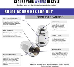 img 2 attached to 🔩 Premium Chrome Wheel Accessories: Set of 20 Lug Nuts (M14x1.50) - 1.38" Long - Closed End Bulge Acorn Style - 19mm Hex - Cone Seat