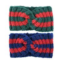 🧣 stay warm and stylish with chunky knit braided winter headbands for women and girls (2 pack – green and blue) логотип