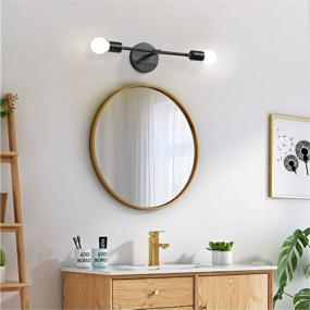 img 2 attached to KCO Lighting Mid Century Industrial Wall Sconce Minimalist 2-Light Black Vanity Wall Light Modern Wall Mount Light Fixture For Hallway Bathroom Bedroom Living Room (Black)