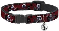 buckle-down breakaway cat collar - nightmare before christmas 3-jack poses/peeping eyes burgundy/black/yellow: the perfect collar for feline fans of tim burton's classic! логотип