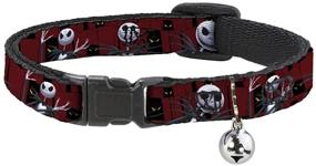 img 4 attached to Buckle-Down Breakaway Cat Collar - Nightmare Before Christmas 3-Jack Poses/Peeping Eyes Burgundy/Black/Yellow: The Perfect Collar for Feline Fans of Tim Burton's Classic!