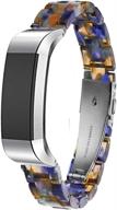 🔵 ayeger fitbit alta/alta hr/ace resin band - stylish silver buckle wristband strap bracelet for fitbit alta/alta hr/ace smart watch fitness - blue logo