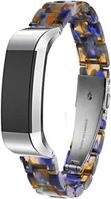img 1 attached to 🔵 Ayeger Fitbit Alta/Alta HR/Ace Resin Band - Stylish Silver Buckle Wristband Strap Bracelet for Fitbit Alta/Alta HR/Ace Smart Watch Fitness - Blue