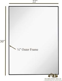 img 3 attached to 🖤 Hamilton Hills Black Brushed Metal Vanity Mirror: Sleek Wall Décor for Elegant Bathrooms and Bedrooms - 22"x30