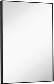 img 4 attached to 🖤 Hamilton Hills Black Brushed Metal Vanity Mirror: Sleek Wall Décor for Elegant Bathrooms and Bedrooms - 22"x30