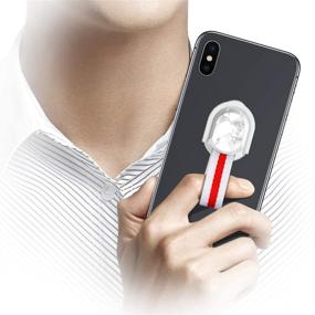 img 4 attached to 📱 Marble Loop Phone Holder Strap for Finger Grip with Integrated Car Magnet Mount, Ring Kickstand, and Wireless Charging Support