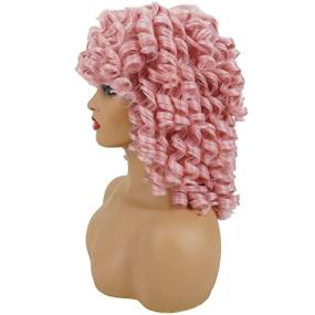 img 1 attached to 🎀 Stylish Pink Curly Wigs for Black Women - Andromeda Soft Short Kinky Curly Wig with Bangs! Afro African American Heat Resistant Synthetic Hair Wig for Women - Perfect for Halloween Cosplay and Parties (Pink)