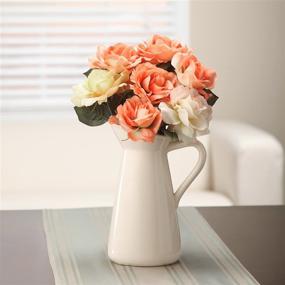 img 3 attached to Hosley Cream Ceramic Pitcher Vase - Perfect for Flowers, Home Decor, Weddings, and Aromatherapy